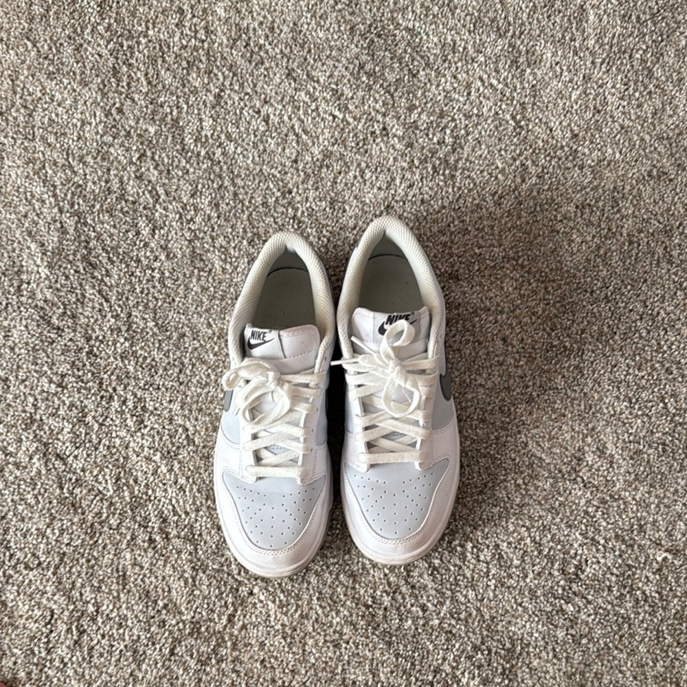 Youth White and Gray Nike Dunks